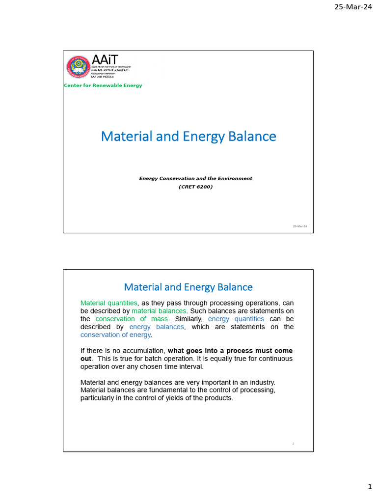 Material and Energy Balance Overview | PDF | Heat | Boiler