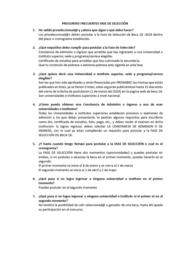 Requisitos para Postular a Beca 18 | PDF