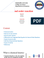 Second Order Reaction: Salahaddin University College of Science Department of Chemistry