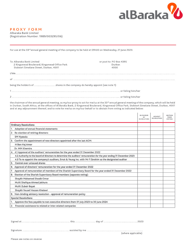 Annual Report2022 Proxy Form Pdf Proxy Voting Government