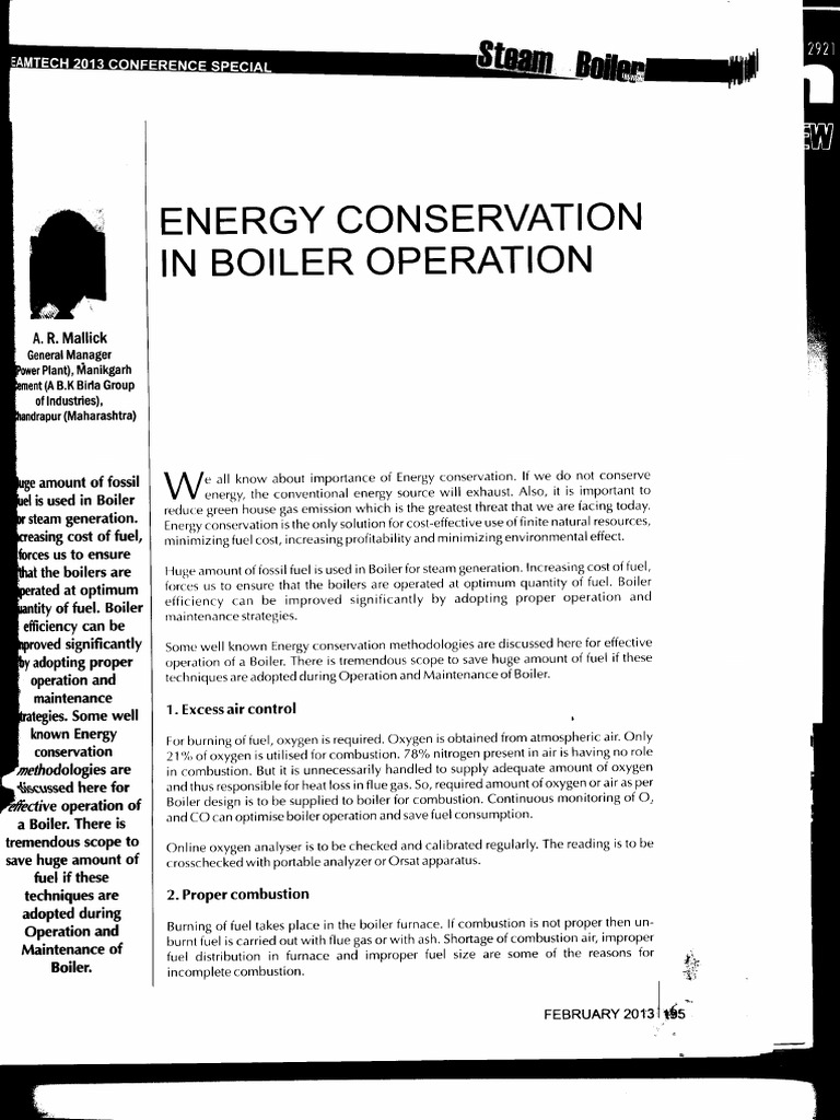 Energy Conservation in Boiler Operation | PDF