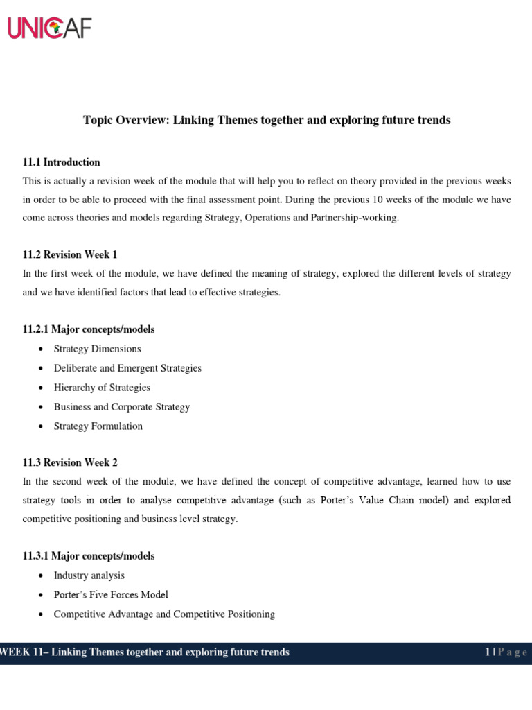 Week 11 - Topic Overview | PDF | Strategic Management | Supply Chain