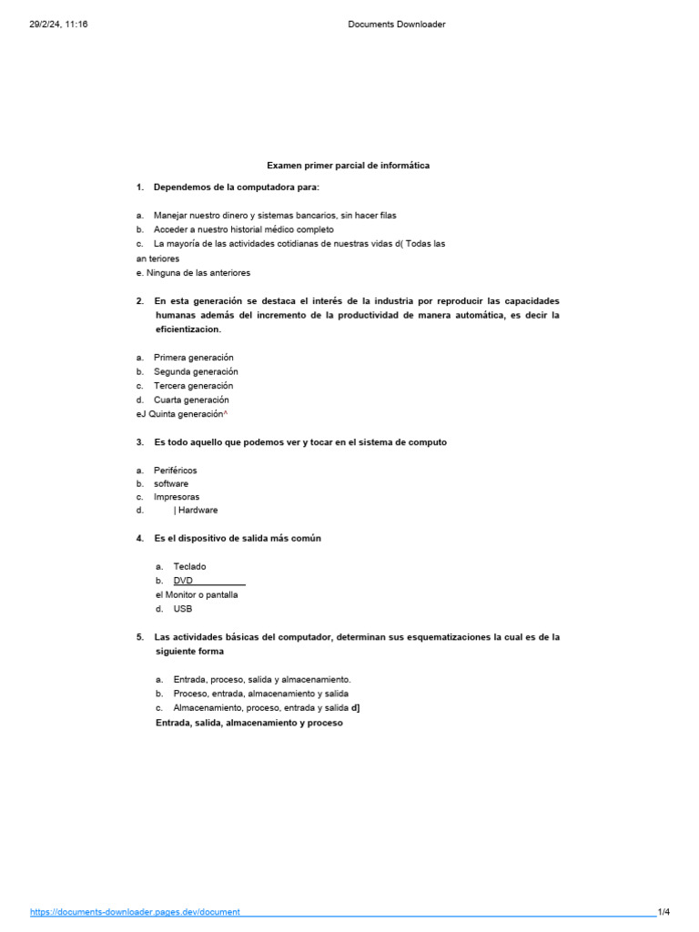 Examen Informática: Conceptos Clave | PDF | Hardware de la computadora ...