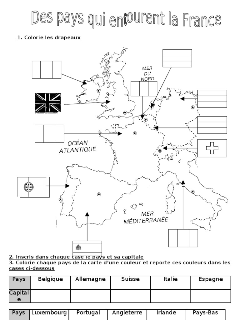 évaluation Ce2 Géographie La France Et Ses Frontières Pays Qui Entourent La France Ce2 | Échecs | Des sports
