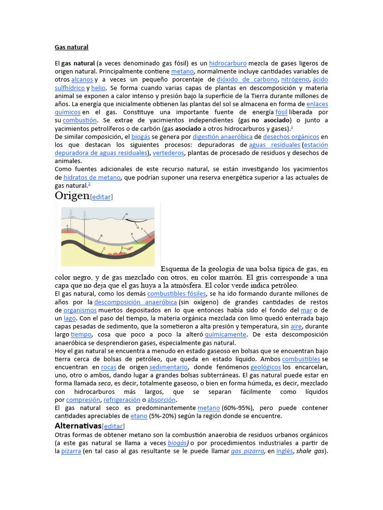 Composición y Origen del Gas Natural | PDF | Gas natural | Gases