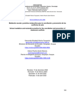 Mediación Escolar y Práctica Restaurativa para La Conciliación y Prevención de Los Conflictos de Aula