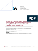 Modelo Econométrico Basado en La Aplicación Del Costo Promedio Ponderado de Capital para Las Mipymes Del Sector Metalmecánico en Colombia