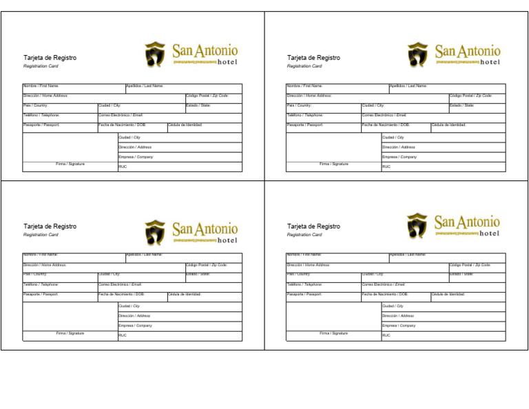 Formato Checkin Hotel San Antonio | Descargar gratis PDF | Código ...