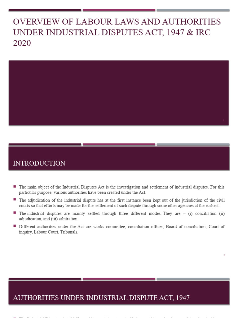 Overview of Labour Laws and Authorities Under Industrial Disputes Act