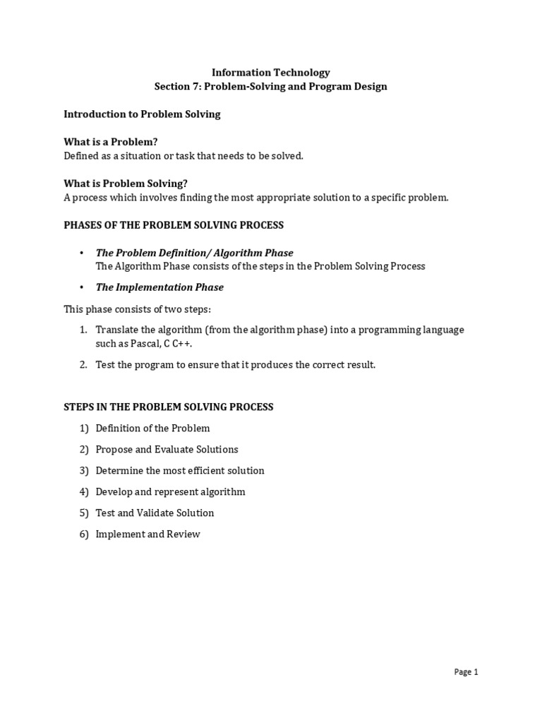 Problem Solving IT | PDF