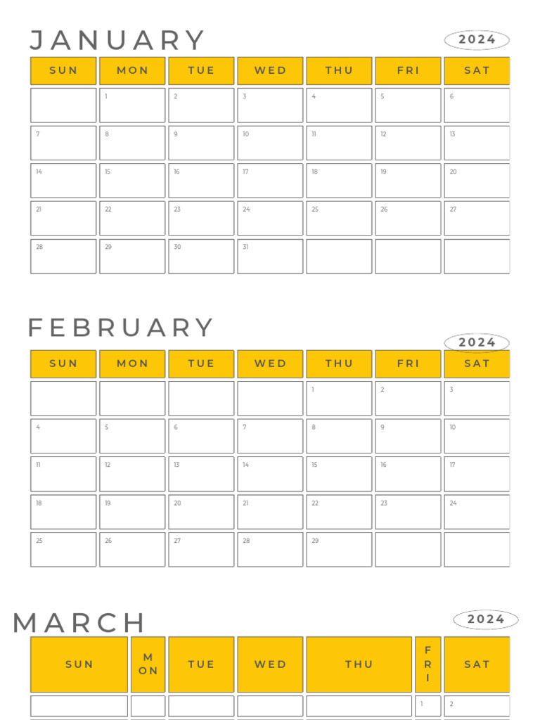White Grey Minimalist Simple 2024 Monthly Calendar | PDF | Disability ...
