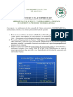 Cadmio en La Fosforita Rivera - Comunicado 01 Del 23 de Enero de 2019