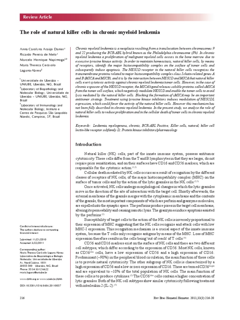 The Role of Natural Killer Cells in Chronic Myeloid Leukemia | PDF ...