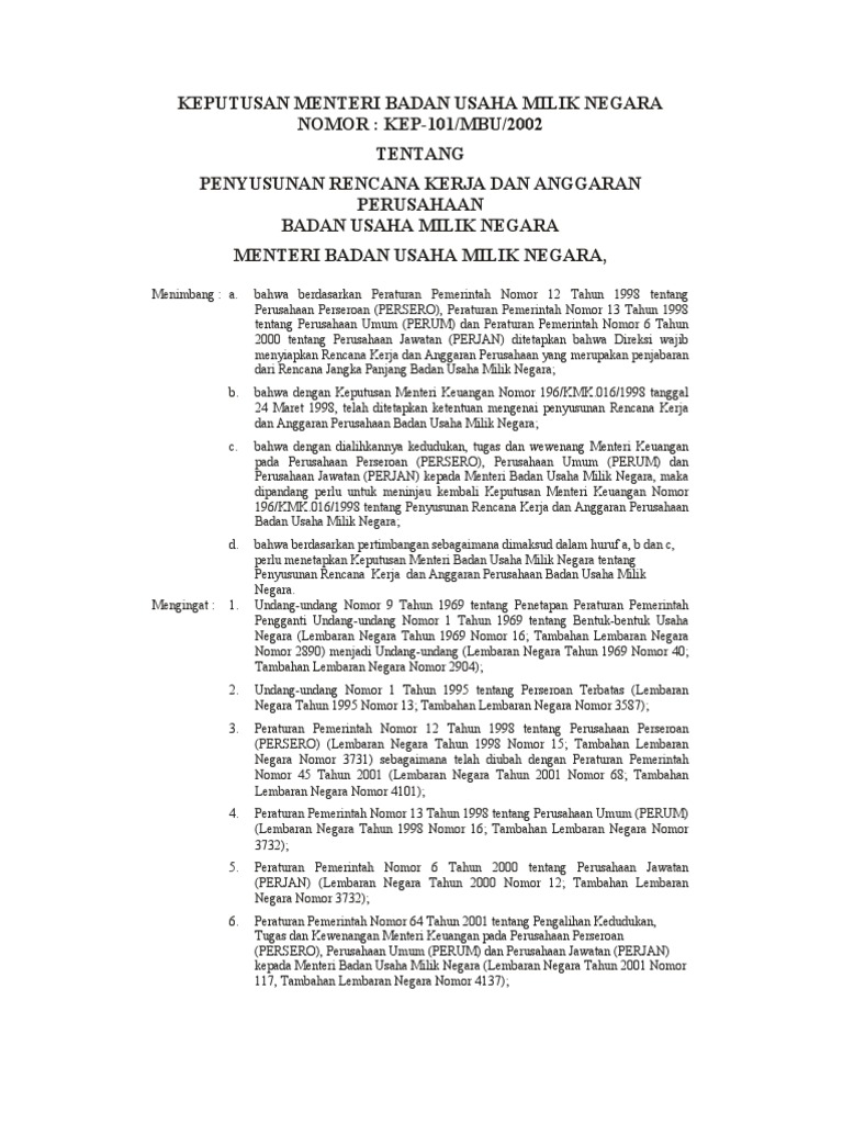 Penyusunan RKAP BUMN 2002 | PDF | Bisnis | Pengelolaan Keuangan & Uang