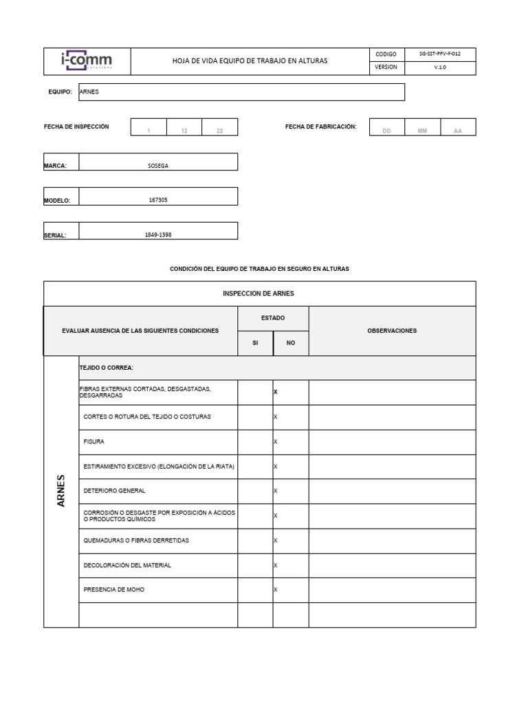 Formato inspección SPCC.xlsx | PDF | Materiales | Ciencias fisicas