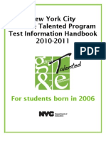 2010-2011 NYC Gifted & Tallented Test For Birth Year 2006