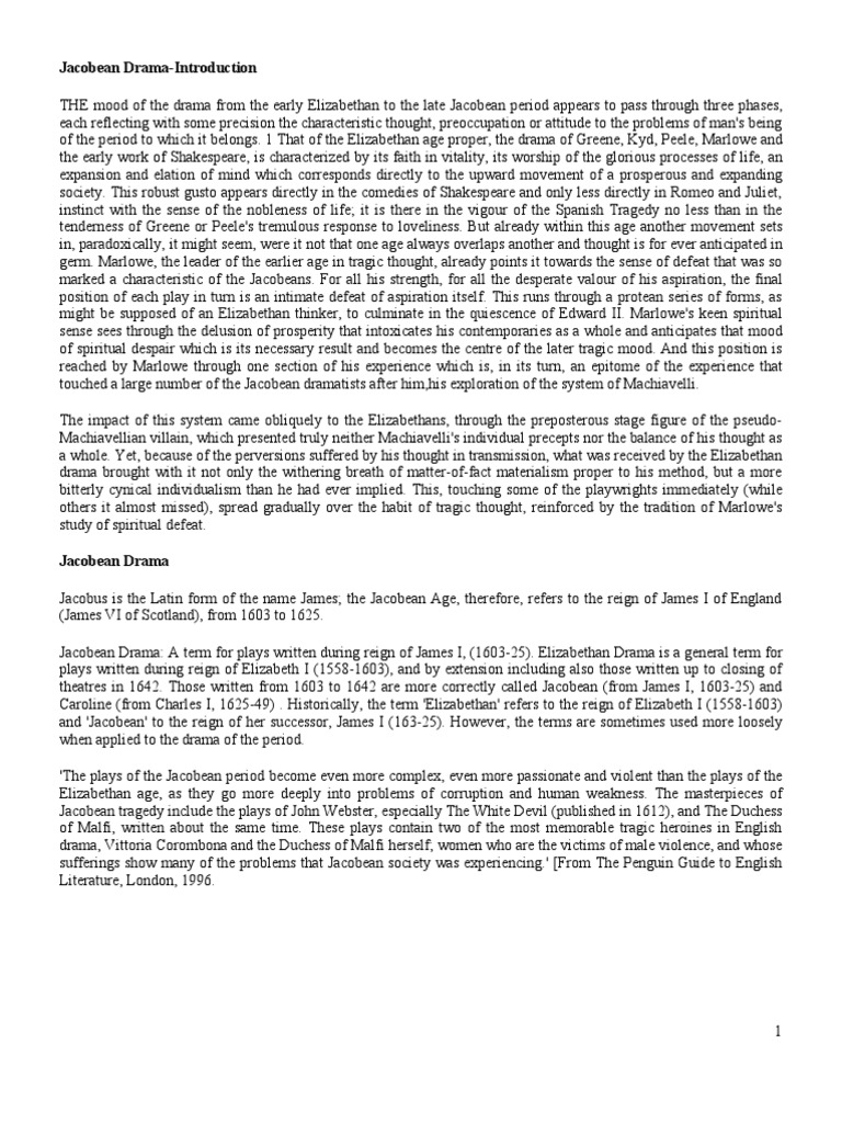 Jacobean Drama PDF English Literature Tragedy