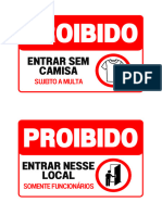 Placa de Aviso Proibido Entrar Sem Camisa Documento A4 Preto e Vermelho (1)