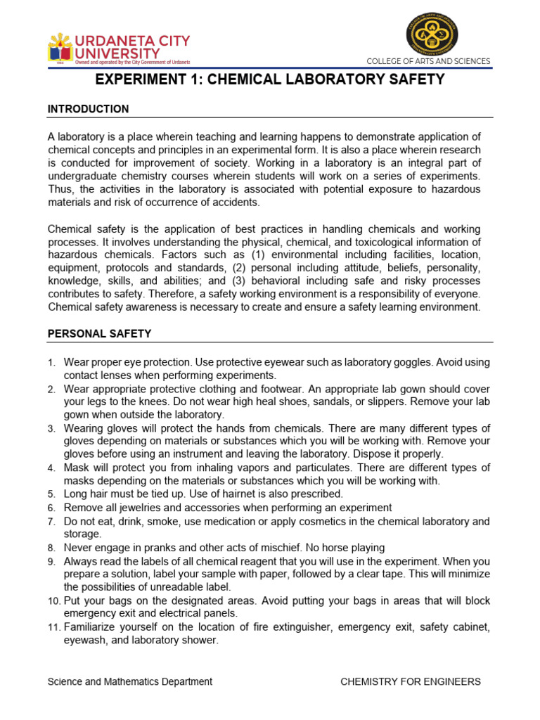 Lab 1 Pdf Hazards Laboratories