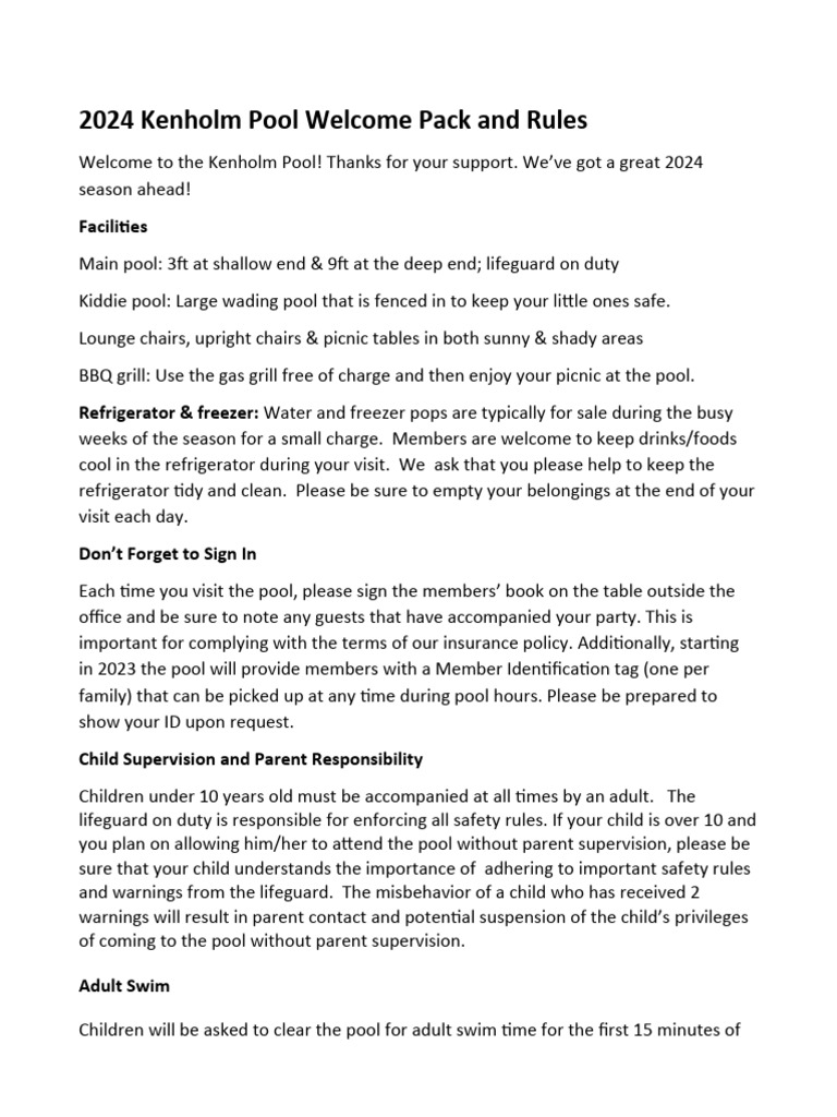 Kpa Pool Rules 2024-Revised | PDF | Swimming Pool | Swimming