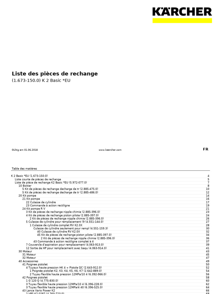 K2basic Eu Pièces de Rechanges | Machines rotatives | Ingénierie