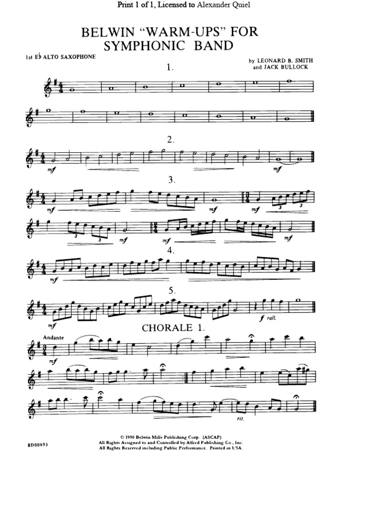 Legato DMC Belwin WarmUps For Symphonic Band EFlat Alto