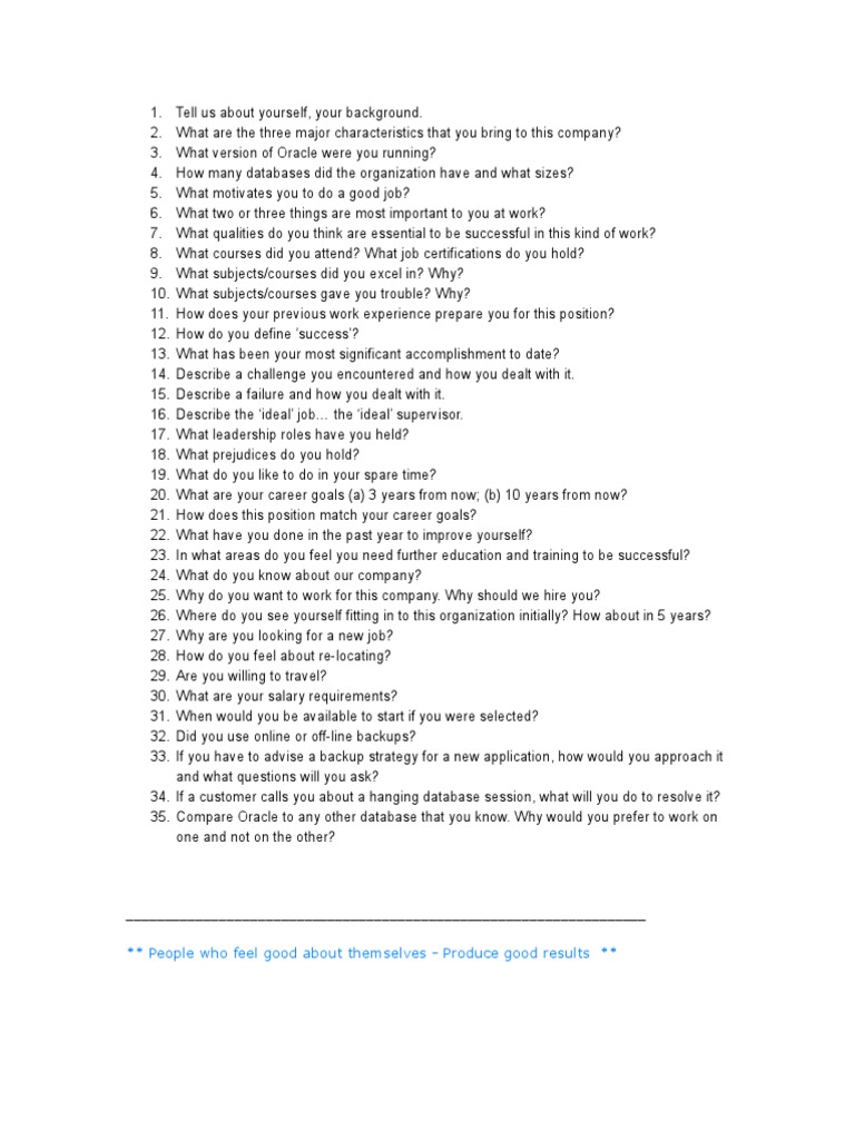 Essential Interview Questions Guide | PDF | Databases | Cognition