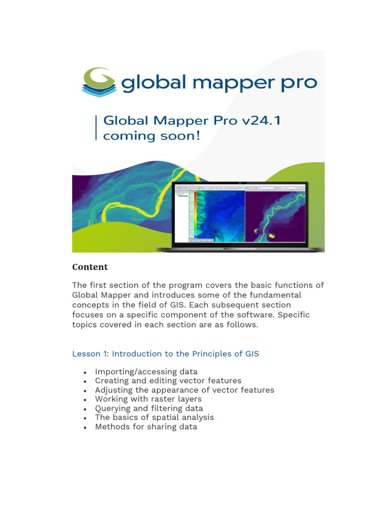Global Mapper GIS Training Overview | PDF | Geographic Information ...