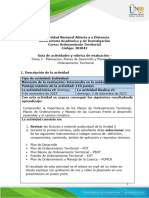 Guia de Actividades y Rúbrica de Evaluación - Unidad 2 - Tarea 3 - Planeación, Planes de Desarrollo y Planes de Ordenamiento