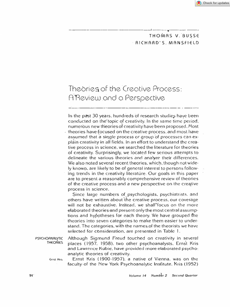 Theories of the Creative Process Reviewed | PDF | Creativity | Thought