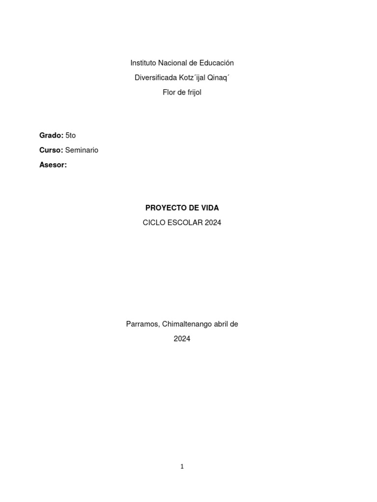 Proyecto de Vida para Estudiantes de 5to | PDF