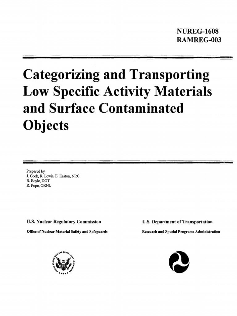 Transport of LSA and SCO PDF Radioactive Contamination Nuclear