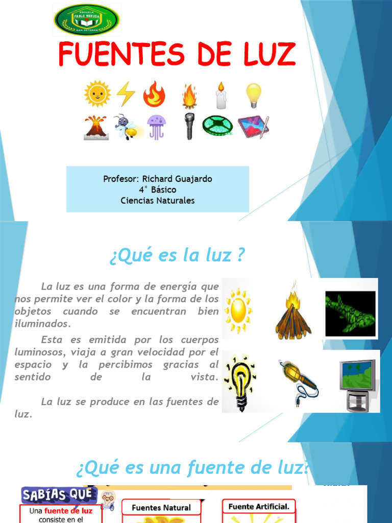 Fuentes de Luz: Natural y Artificial | PDF | Ligero | Encendiendo