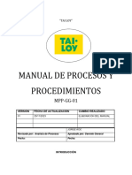 Esquema Manual de Procesos y Procedimientos Tai Loy