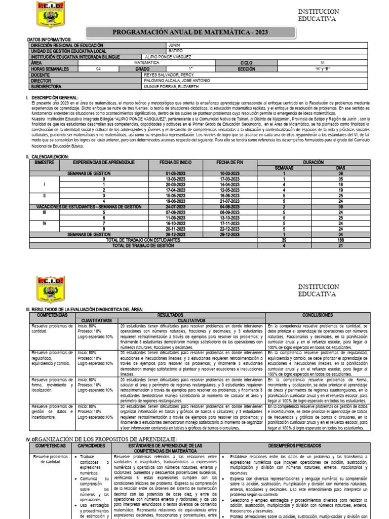 Pca 1 Grado Matematica 2023 | PDF | Geometría | Ecuaciones