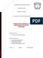 OBTENCIÓN DE AMONIACO Y SÍNTESIS DE SULFATO DE HIDRACINA