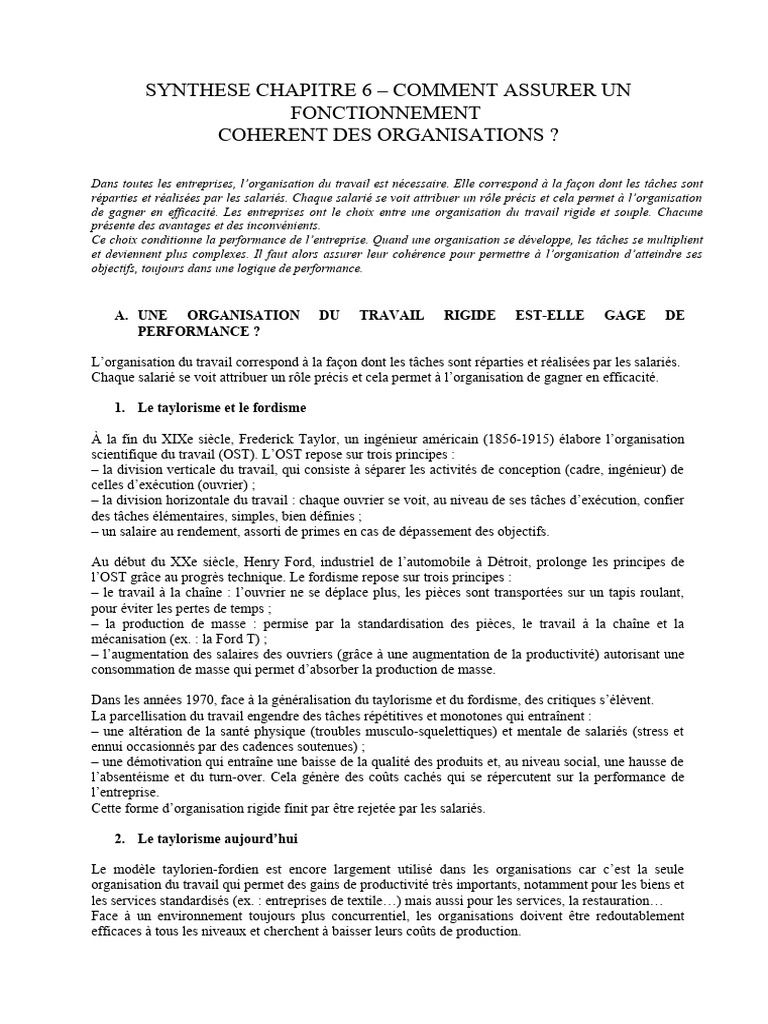 Organisation du travail et performance | PDF | Lean (production) | Business