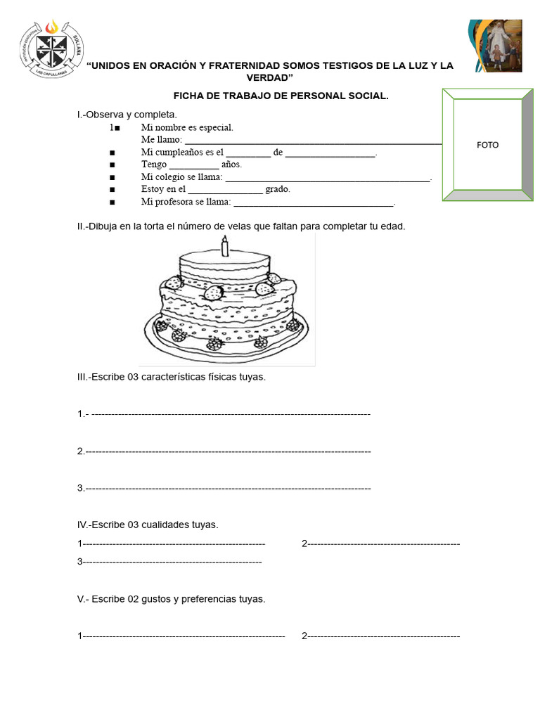 Ficha de Trabajo de Personal Social N°1 Ok. | PDF