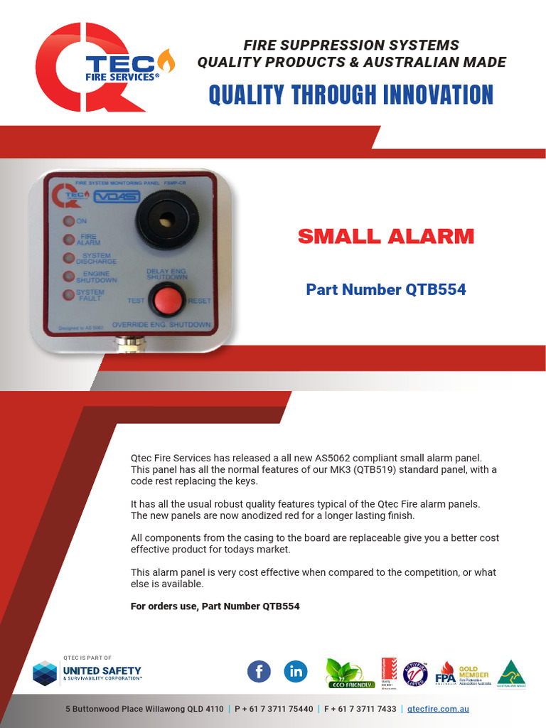 Qtec Fire Suppression Alarm Panel QTB554 | PDF