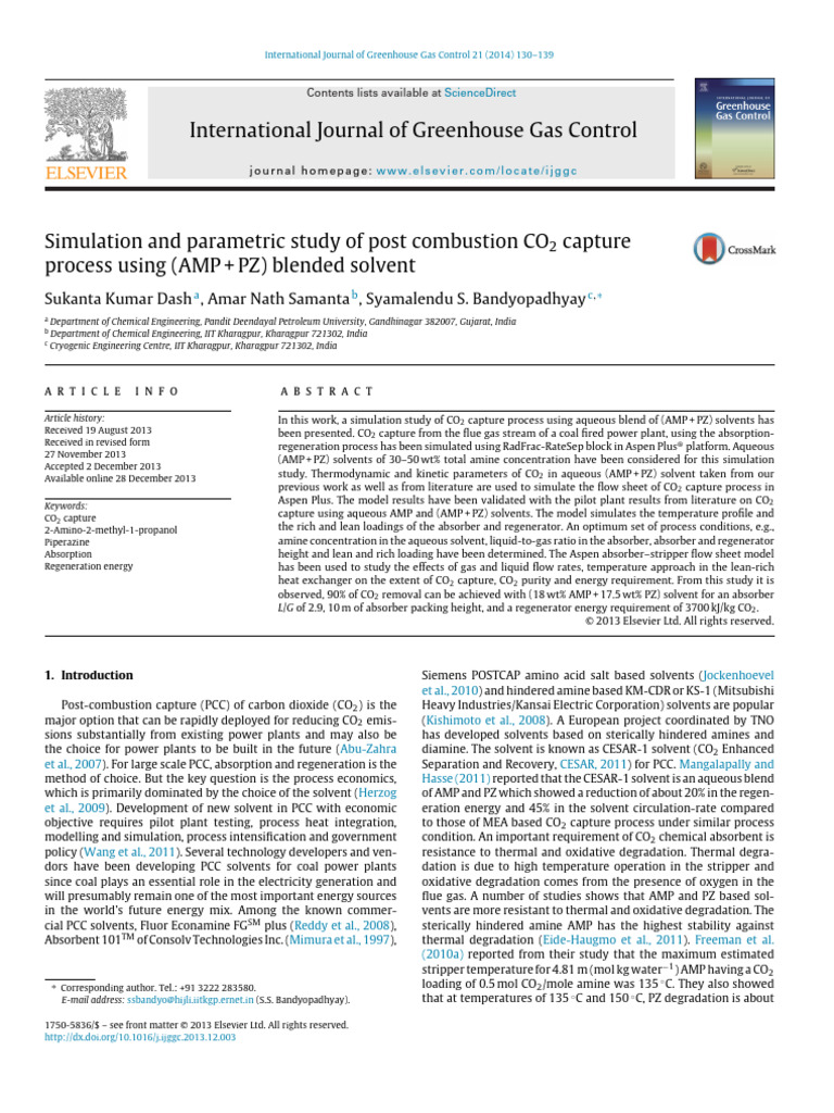 2013-Simulation and Parametric Study of Post Combustion CO2 Capture ...