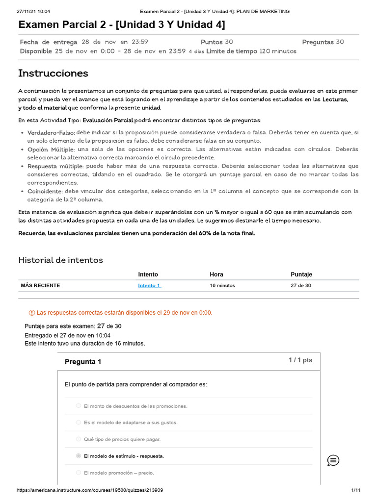 Examen Parcial 2: Plan de Marketing | PDF | Marketing | Business