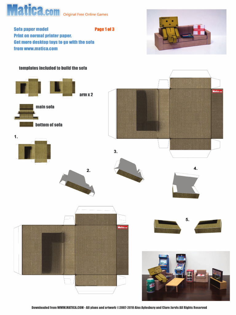 Papercraft Couch Half Scale Suede Sofa Tutorial | The Den Of Slack