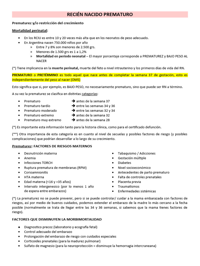 Recién Nacido Prematuro Pdf Parto Prematuro El Embarazo
