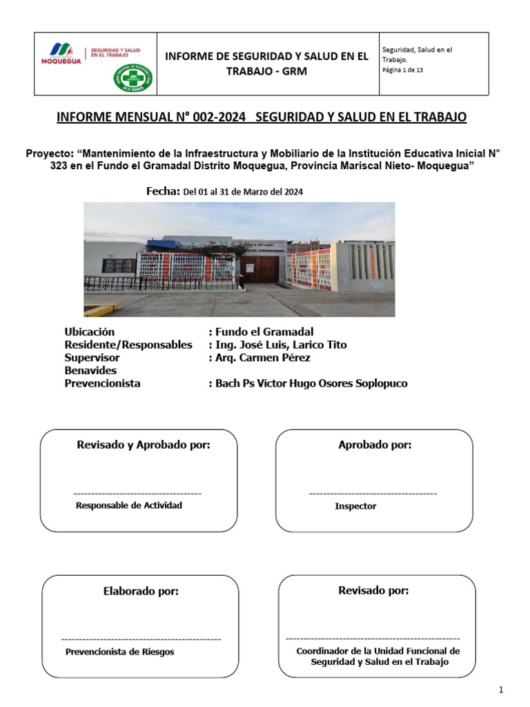 Informe Mensual de Seguridad y Salud 2024 | PDF | Medicina ...