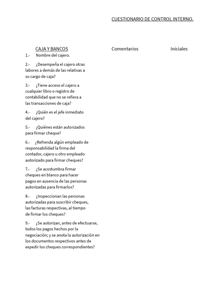 Control Interno de Caja y Bancos | PDF | Bancos | Cheque