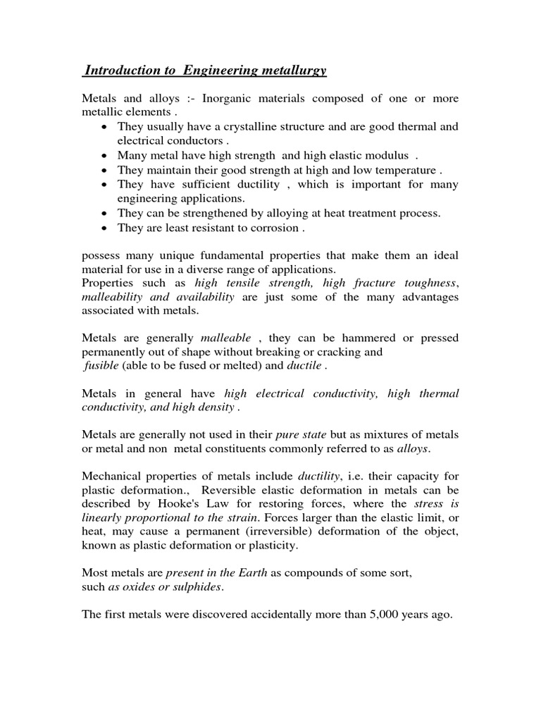 Introduction to Engineering Metallurgy | PDF | Metals | Deformation ...
