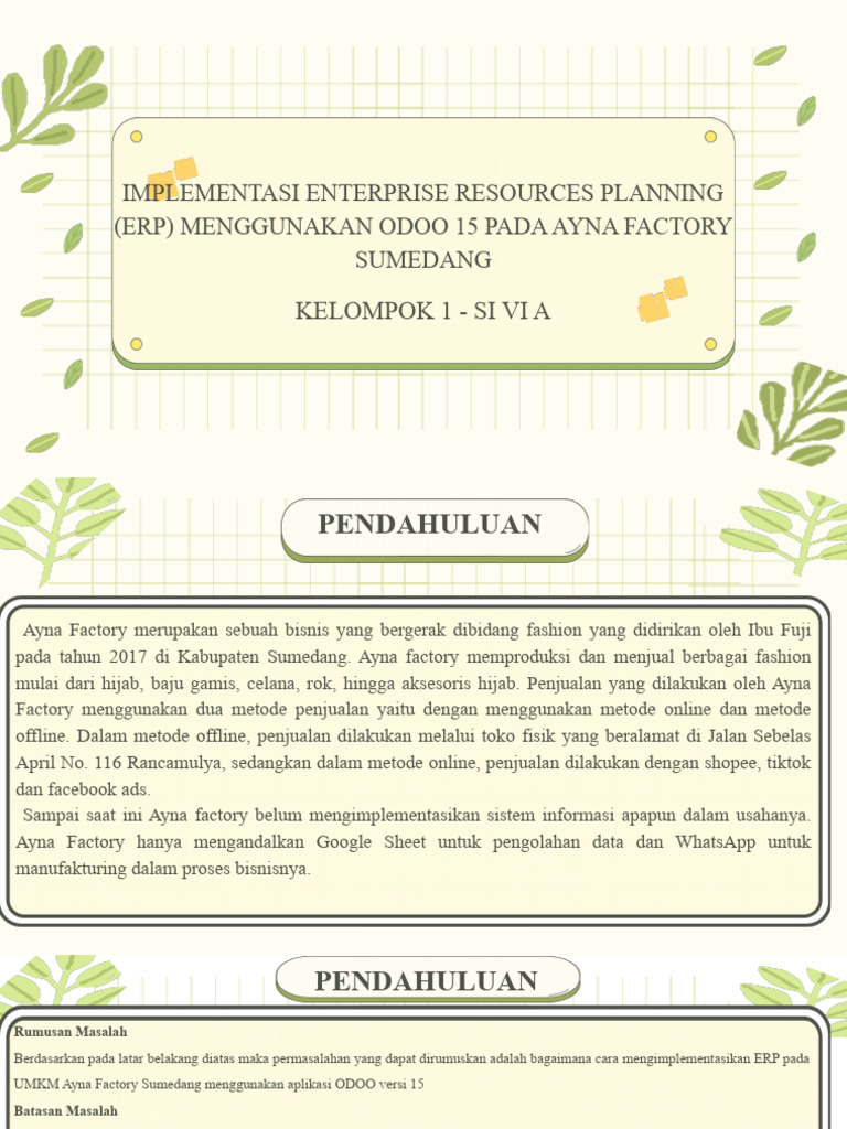 Implementasi ERP Odoo di Ayna Factory | PDF