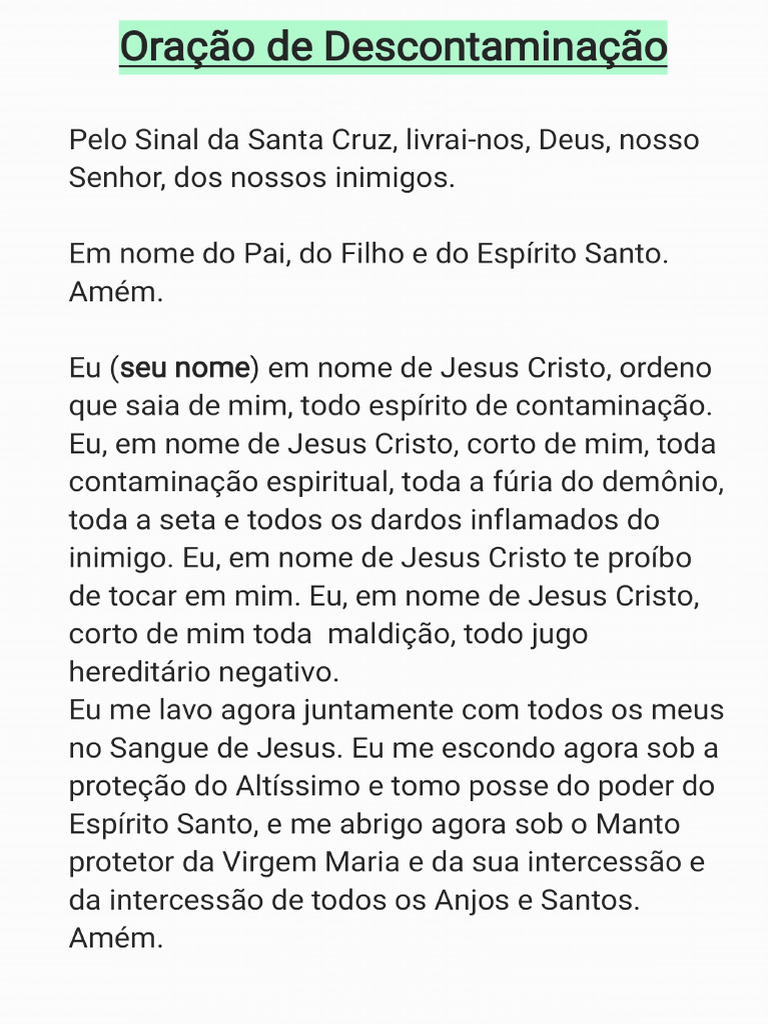 Oração de Descontaminação 3 | PDF