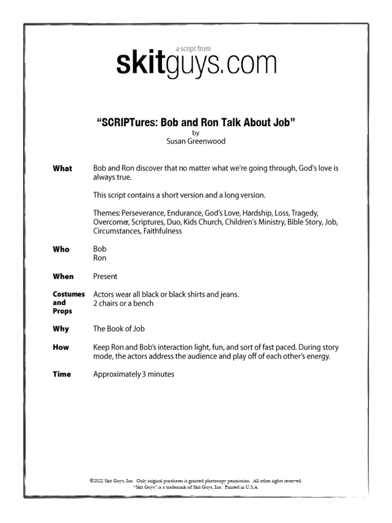Bob and Ron's Job Skit Script | PDF | Law