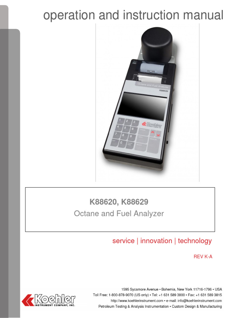 K88620, K88629 - Portable Octane Analyzer - Operation Manual REV K-A ...